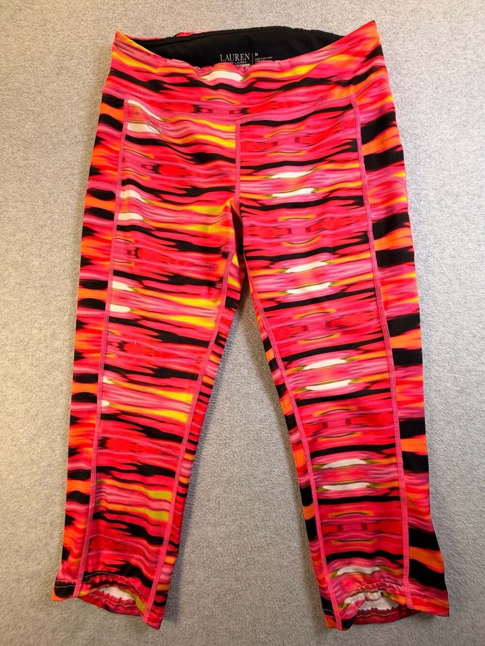 Lauren Ralph Lauren Active Crop Leggings Size M Pink Multi Tie Dye
